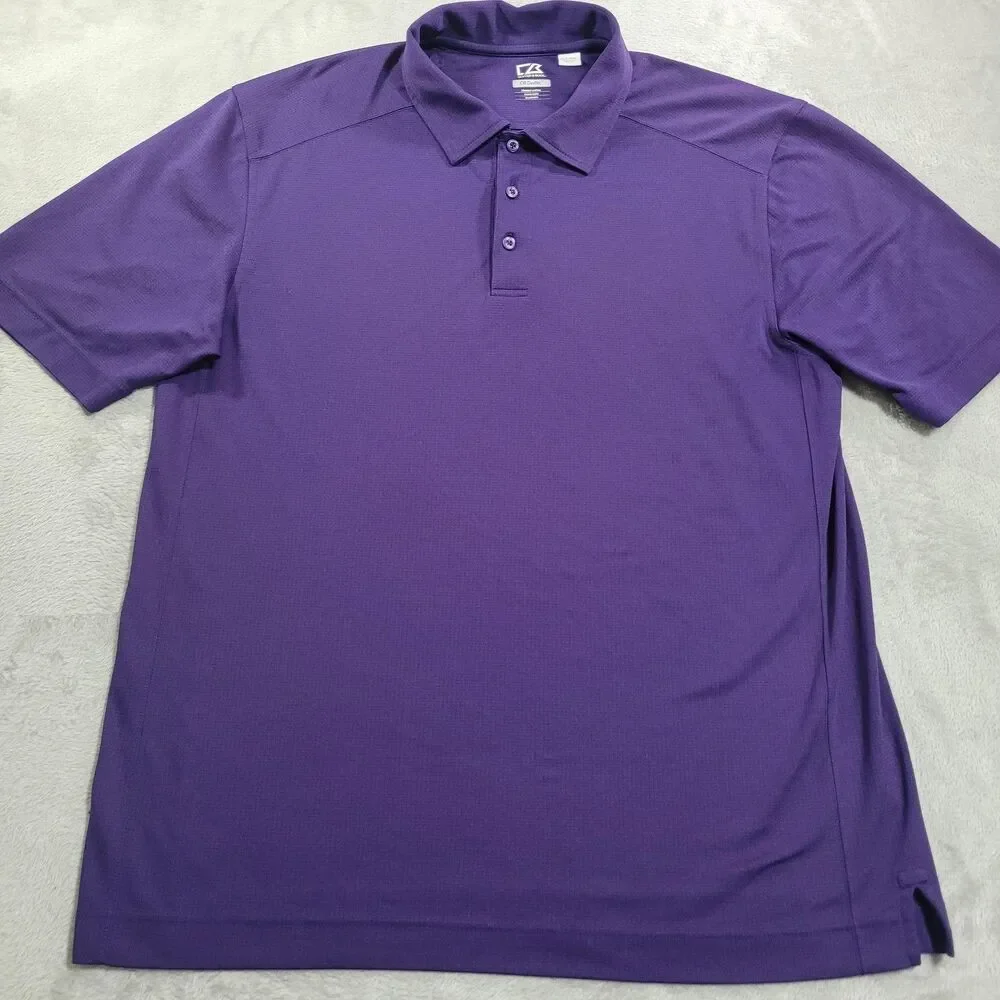 Cutter & Buck Polo Shirt Mens XLT Purple CB DryTec Golf Performance Big Tall